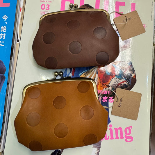 Kanmi Polka Leather Wallet, 2 Colors, made in Japan