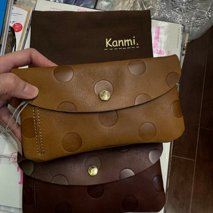 Kanmi Polka Leather Long Wallet, 3 Colors, made in Japan