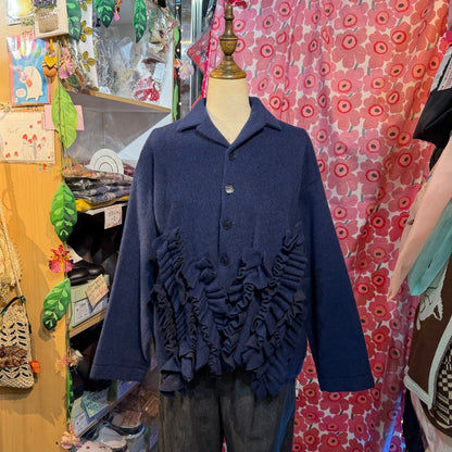 Sale- (g) Wool Shaggy Frill Jacket, Outer, made in Japan