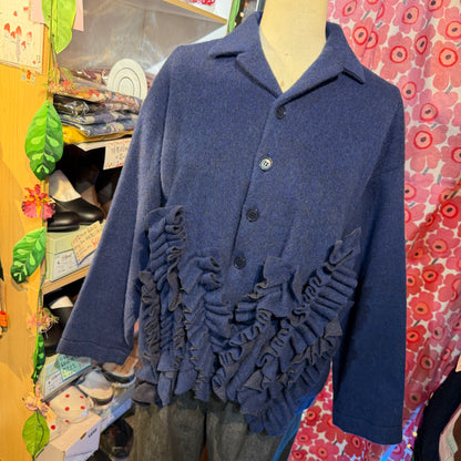 Sale- (g) Wool Shaggy Frill Jacket, Outer, made in Japan