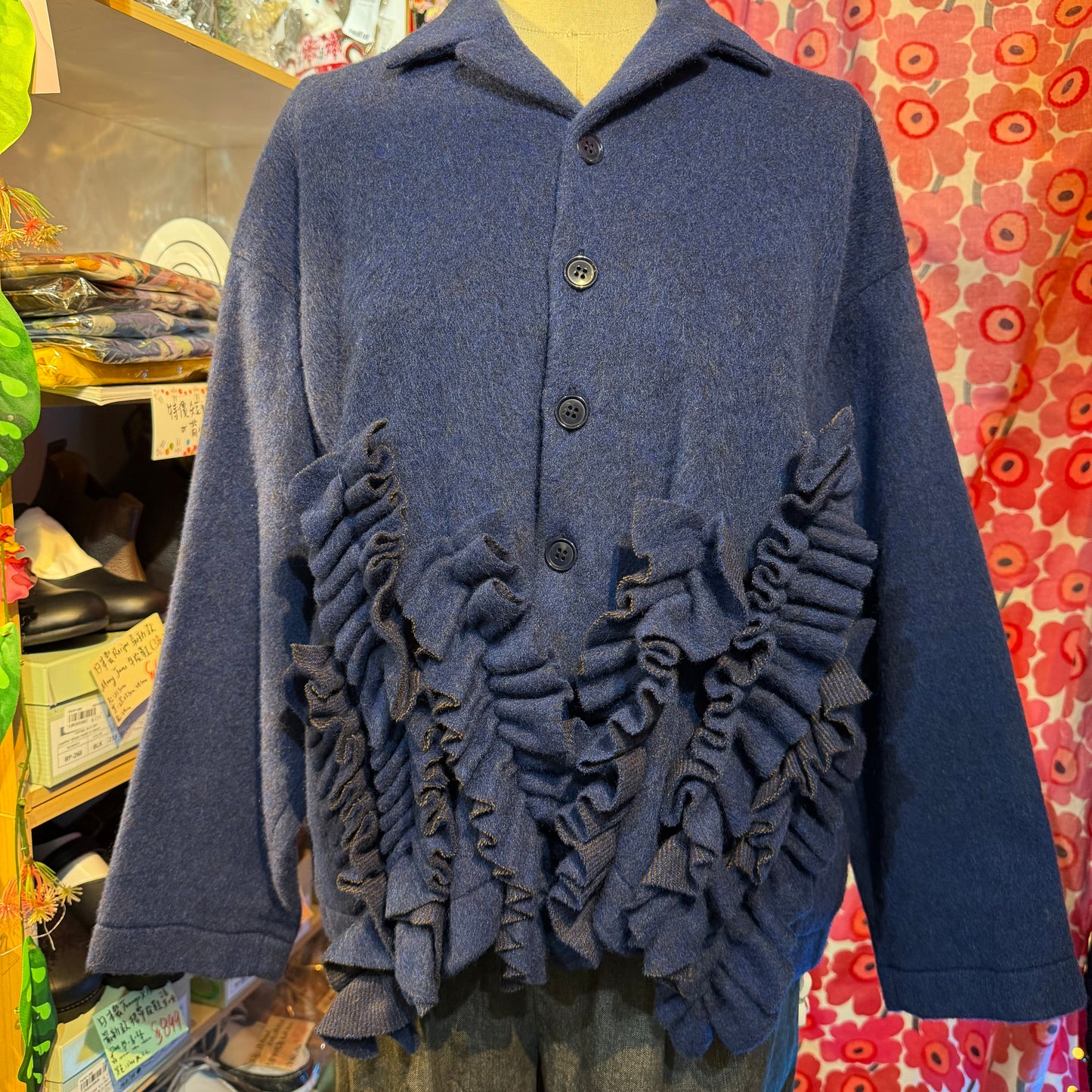 Sale- (g) Wool Shaggy Frill Jacket, Outer, made in Japan