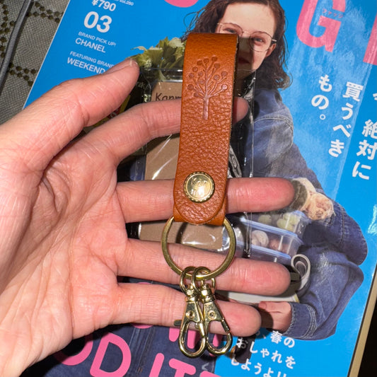 Kanmi Caramel Leather Brass Ring, made in Japan