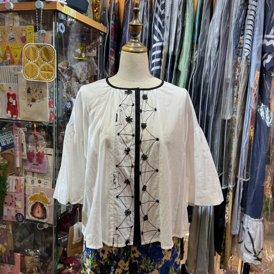 Sale- Haupia Embroidery White Shirt, made in Japan