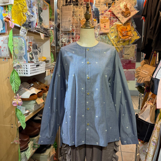 Yarra Neu X Sidogras Palm Tree Blue Shirt, made in Vietnam