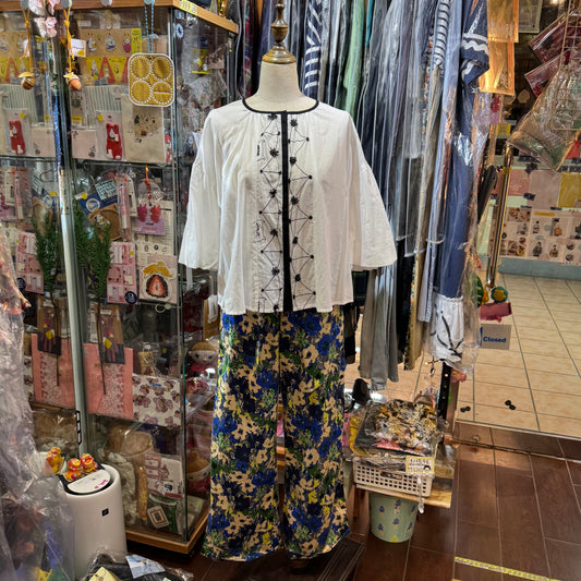Sale- Haupia Embroidery White Shirt, made in Japan