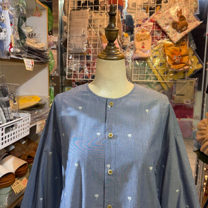 Yarra Neu X Sidogras Palm Tree Blue Shirt, made in Vietnam