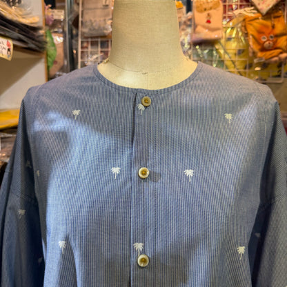 Yarra Neu X Sidogras Palm Tree Blue Shirt, made in Vietnam