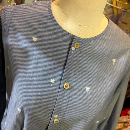 Yarra Neu X Sidogras Palm Tree Blue Shirt, made in Vietnam