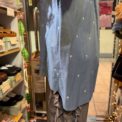 Yarra Neu X Sidogras Palm Tree Blue Shirt, made in Vietnam