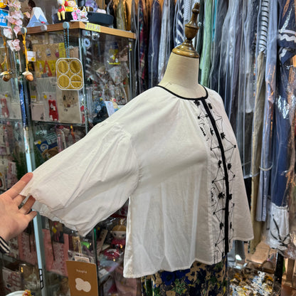 EXTRA30- Haupia Embroidery White Shirt, made in Japan