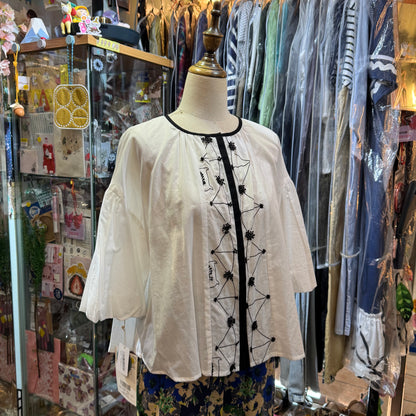 EXTRA30- Haupia Embroidery White Shirt, made in Japan