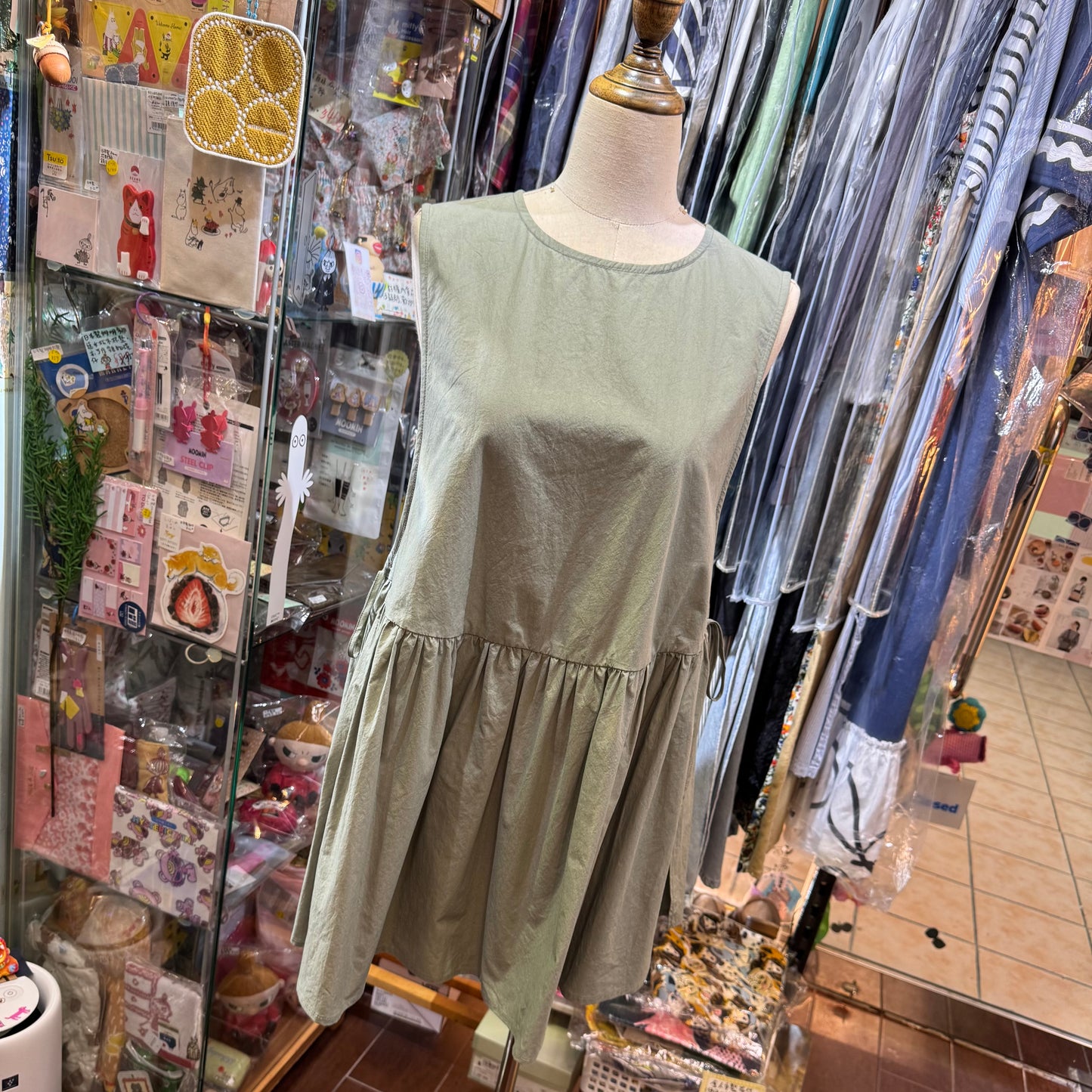 Tang Grey Green Vest Top, made in Japan