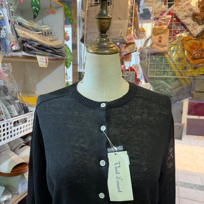 Vent d Ouest Black Linen Cardigan