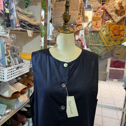 Vent d Ouest Navy Vest Top, Outer made in Japan