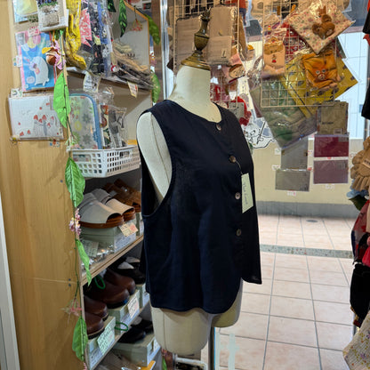 Vent d Ouest Navy Vest Top, Outer made in Japan