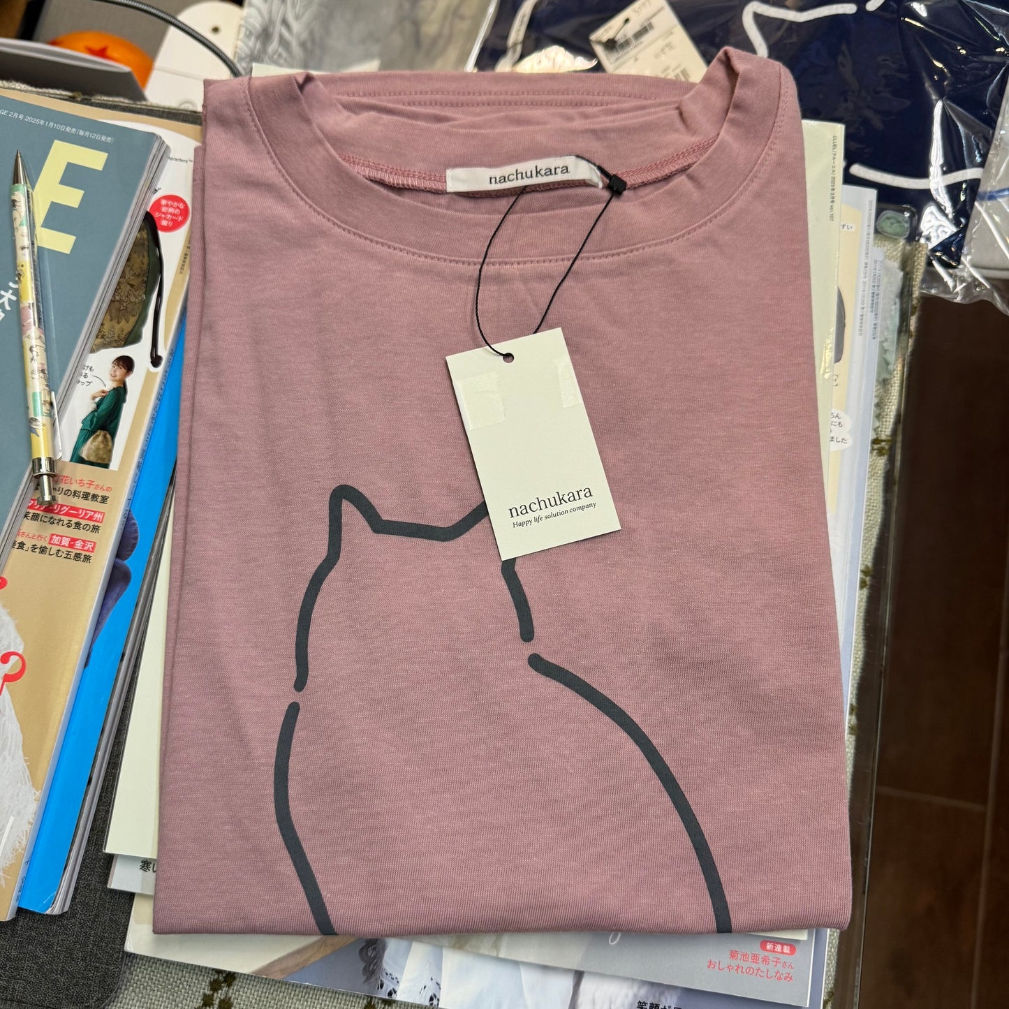 Sale- Nachukara Cat T-shirt, 5 Colors, made in Japan
