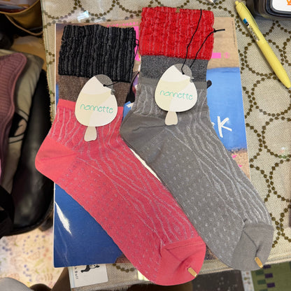 Nonnette Three Color Lace Socks , 2 Colos, #NS404T