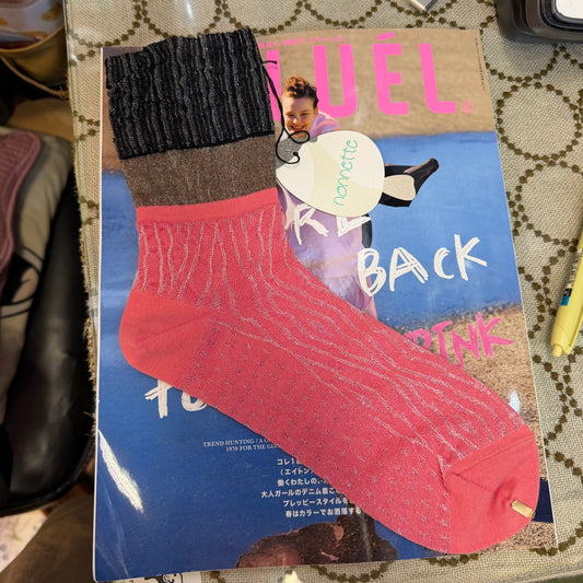 Nonnette Three Color Lace Socks , 2 Colos, #NS404T