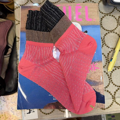 Nonnette Three Color Lace Socks , 2 Colos, #NS404T