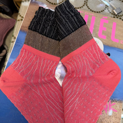 Nonnette Three Color Lace Socks , 2 Colos, #NS404T