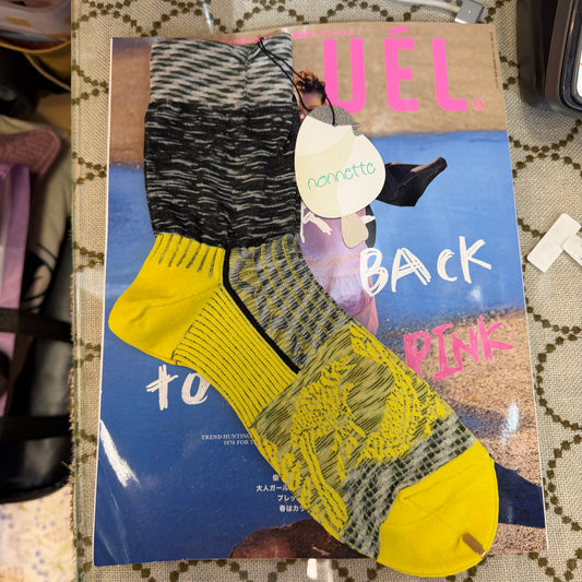 Nonnette Yellow Sparkling Road Lace Socks, made in Japan, #NS405T-20