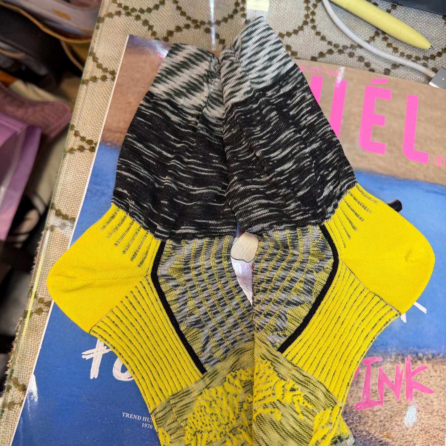 Nonnette Yellow Sparkling Road Lace Socks, made in Japan, #NS405T-20