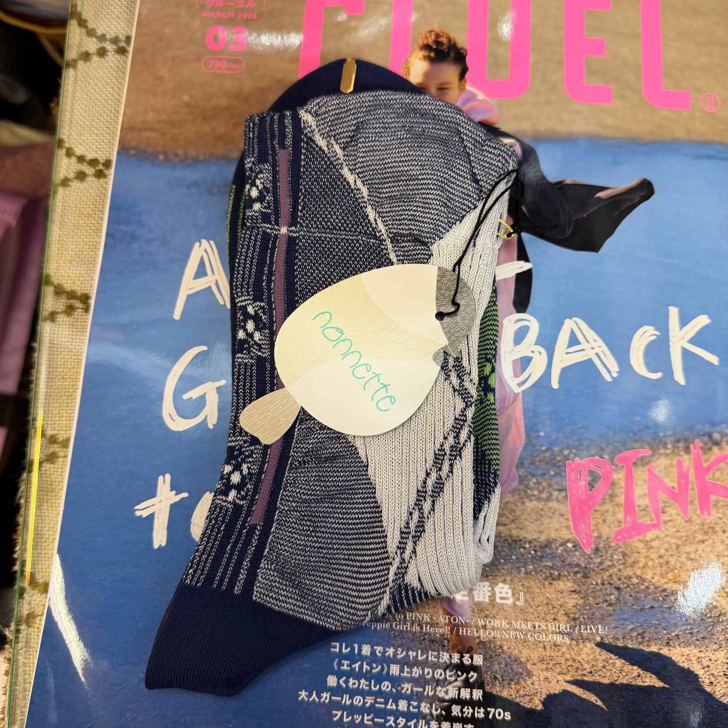 Nonnette Purple Big Dia Color Socks, made in Japan, #NS410K-88