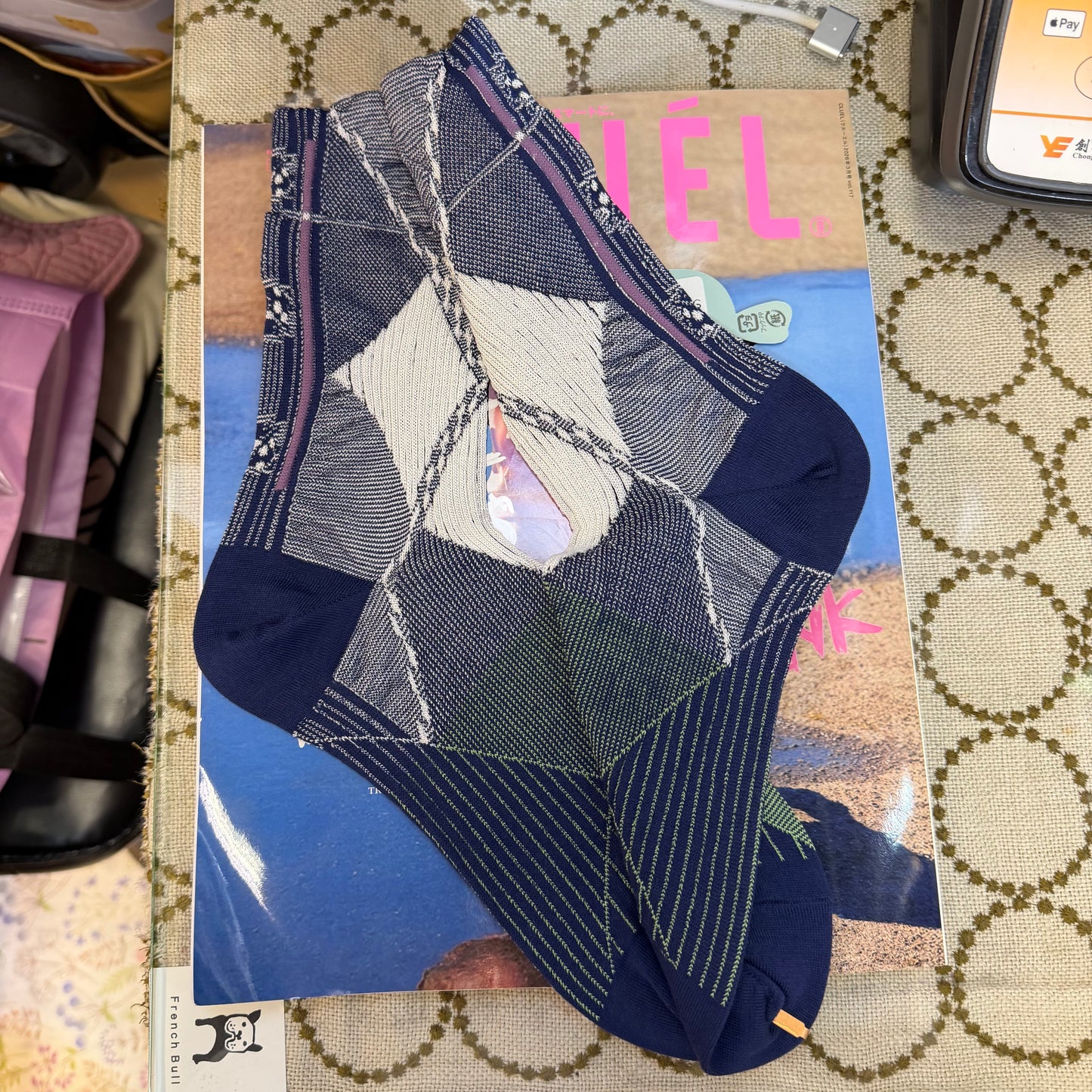 Nonnette Purple Big Dia Color Socks, made in Japan, #NS410K-88