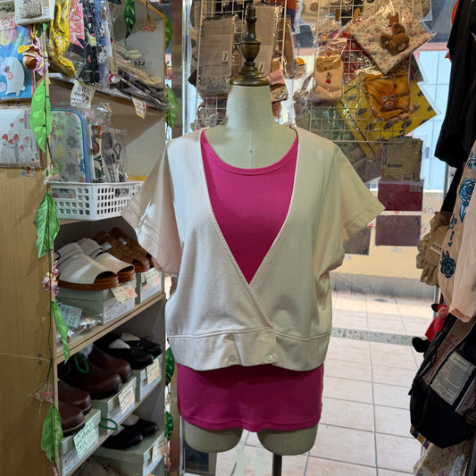 Hands of creation Pink V-Neck Blouse, made in Japan