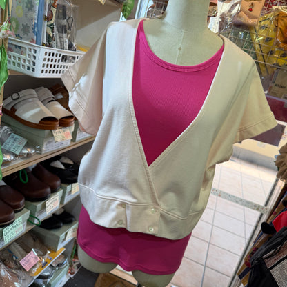 Hands of creation Pink V-Neck Blouse, made in Japan