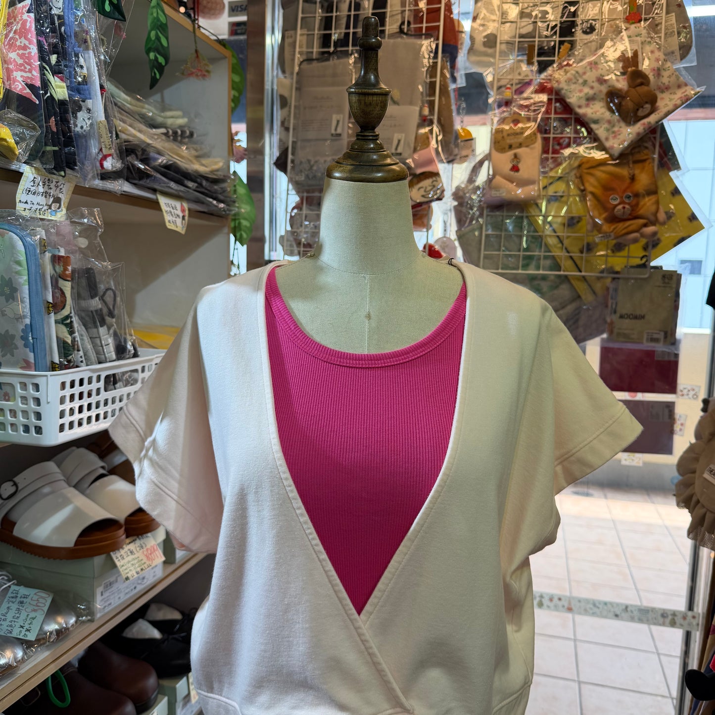 Hands of creation Pink V-Neck Blouse, made in Japan
