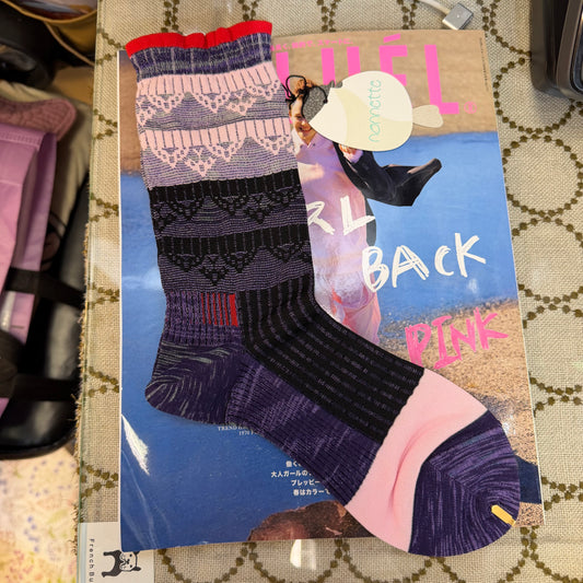 Nonnette Purple Mix Color Socks, made in Japan, #NS391Y-40