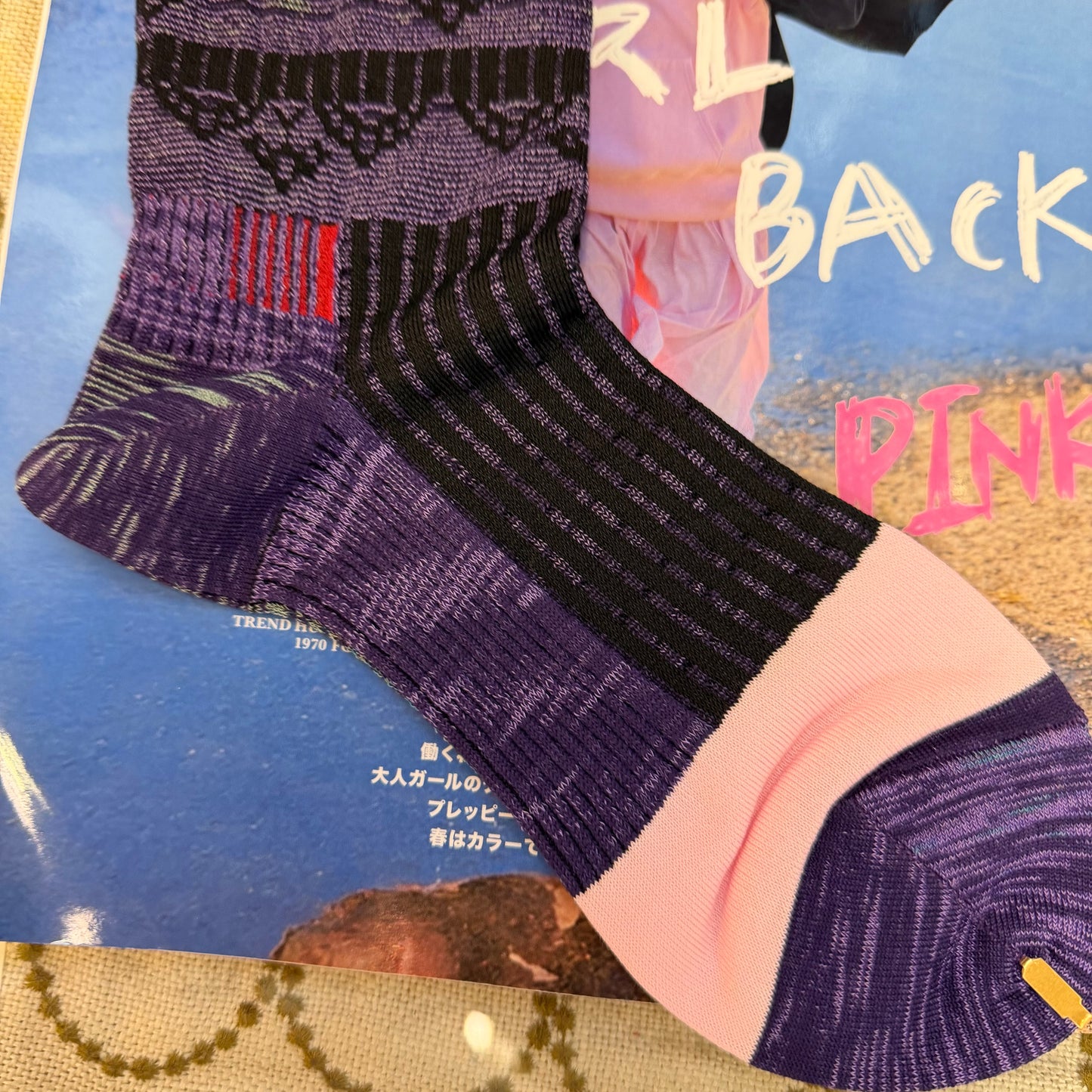 Nonnette Purple Mix Color Socks, made in Japan, #NS391Y-40