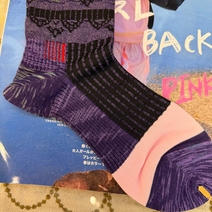 Nonnette Purple Mix Color Socks, made in Japan, #NS391Y-40