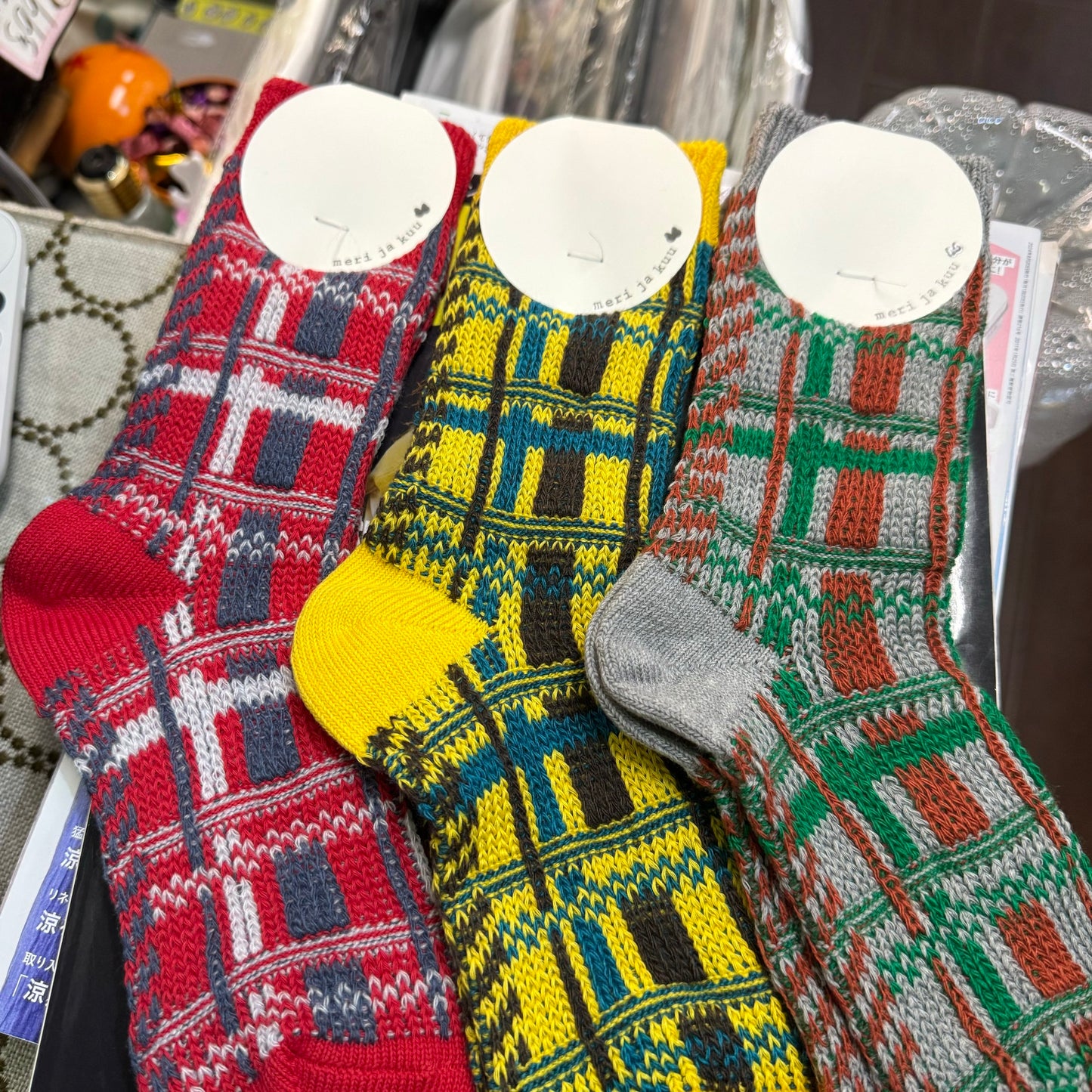 Meri ja kuu Socks Checked Socks, 3 Colors, made in Japan