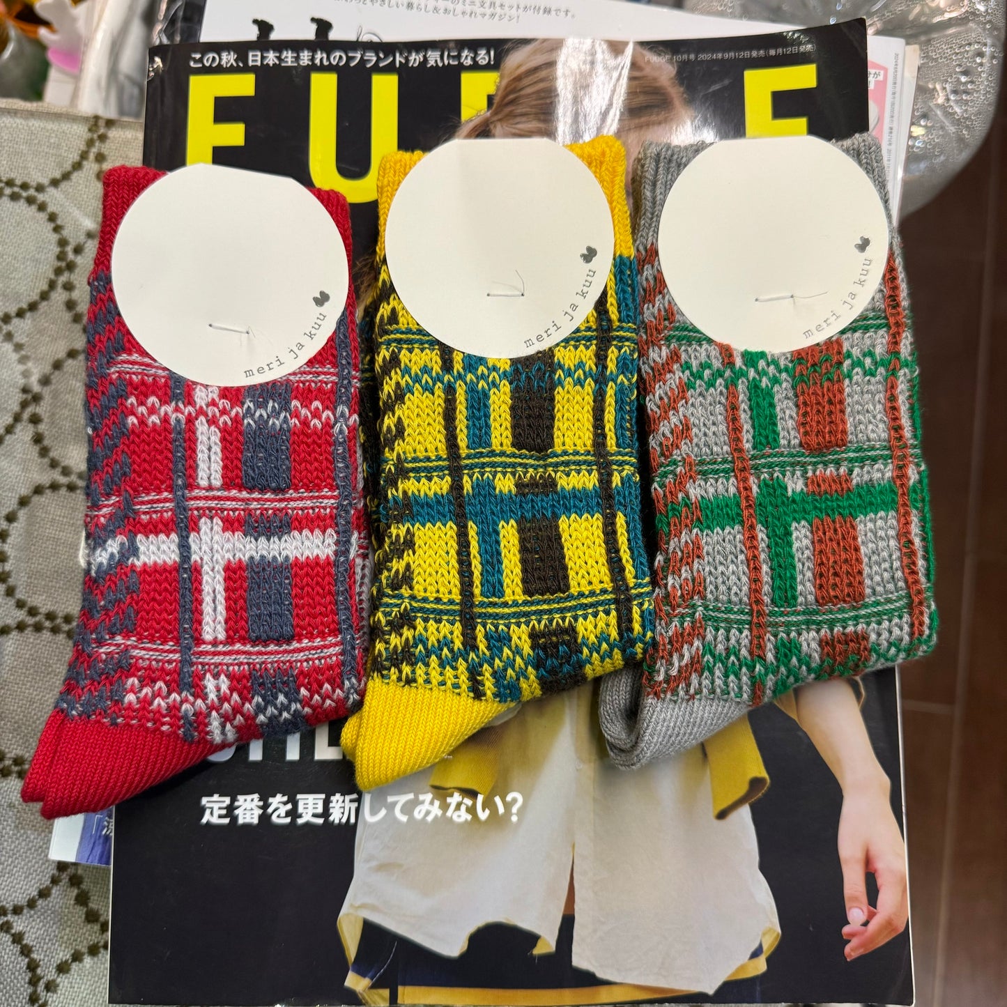 Meri ja kuu Socks Checked Socks, 3 Colors, made in Japan