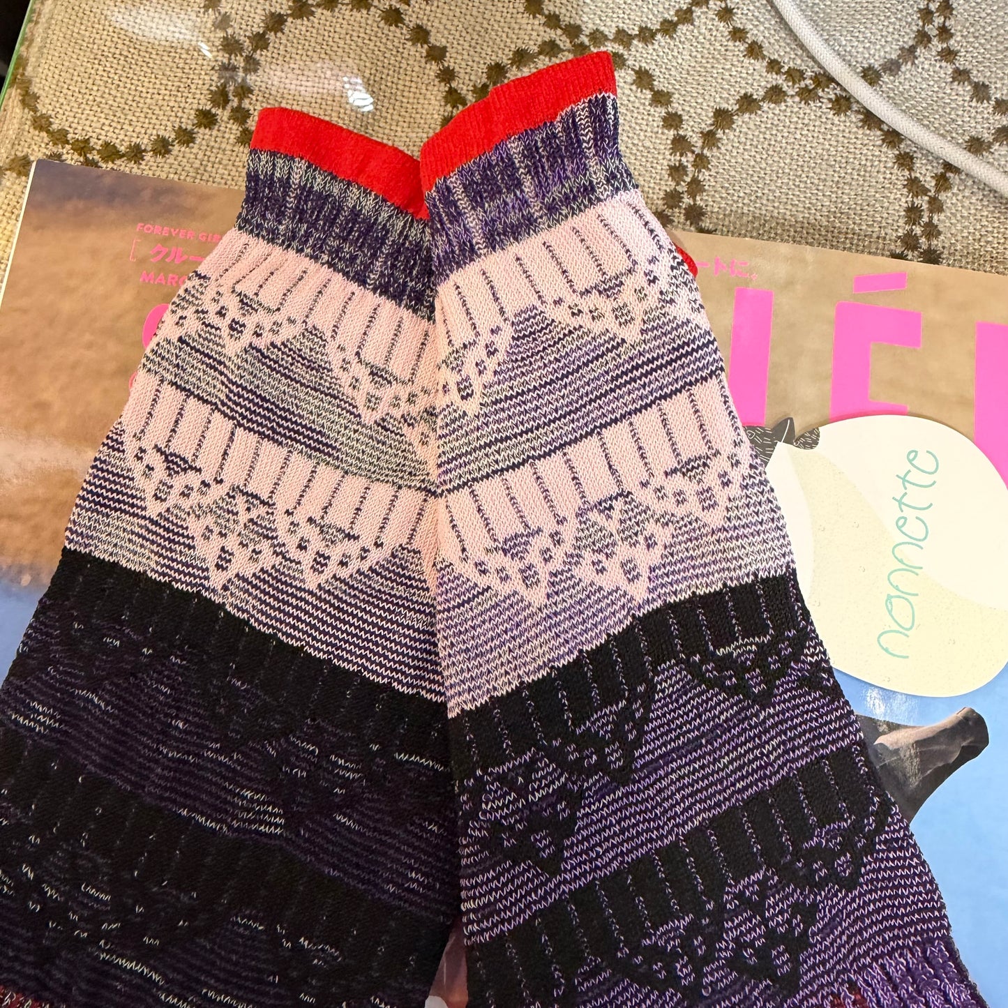 Nonnette Purple Mix Color Socks, made in Japan, #NS391Y-40