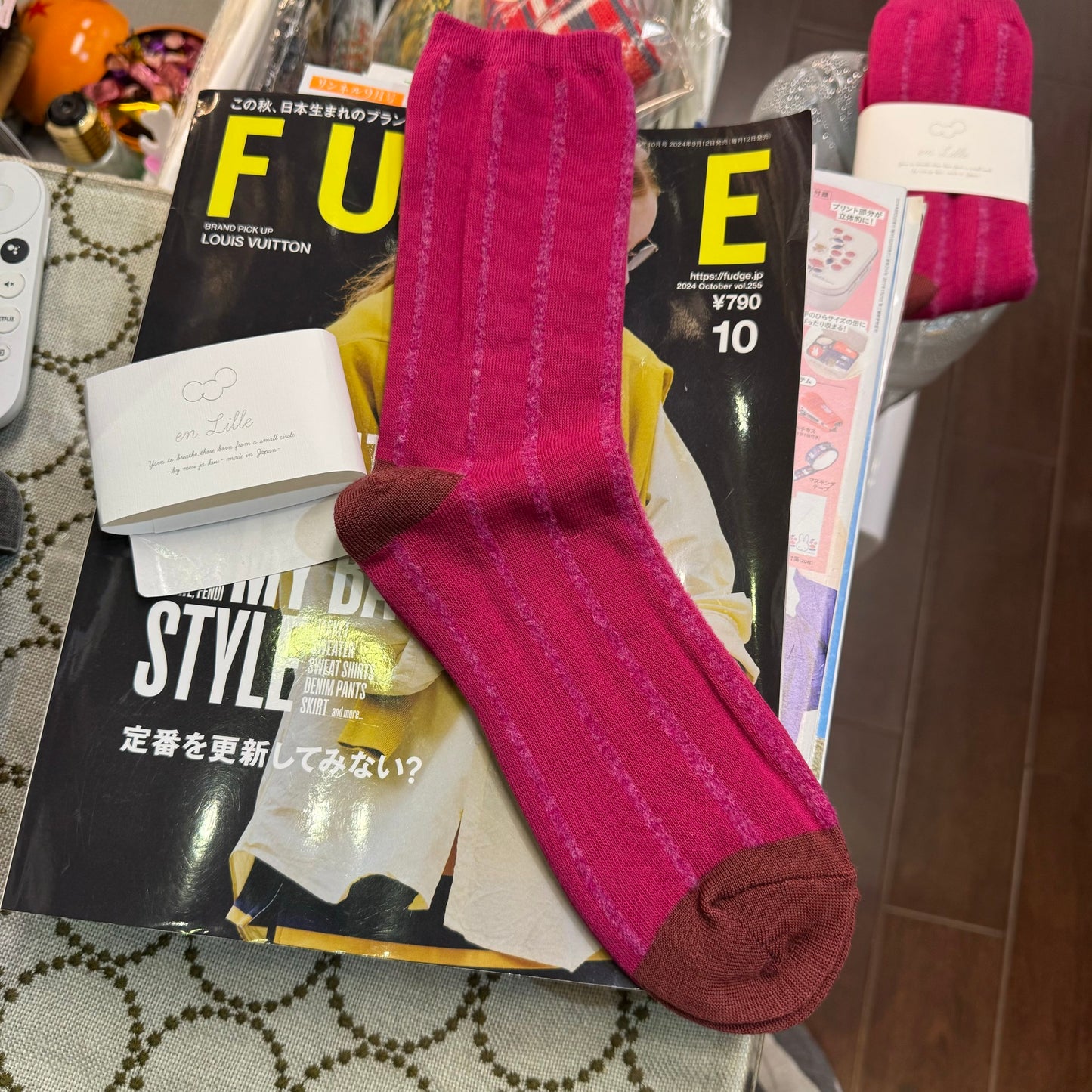en Lille Striped Wool Socks, 2 Colors, made in Japan