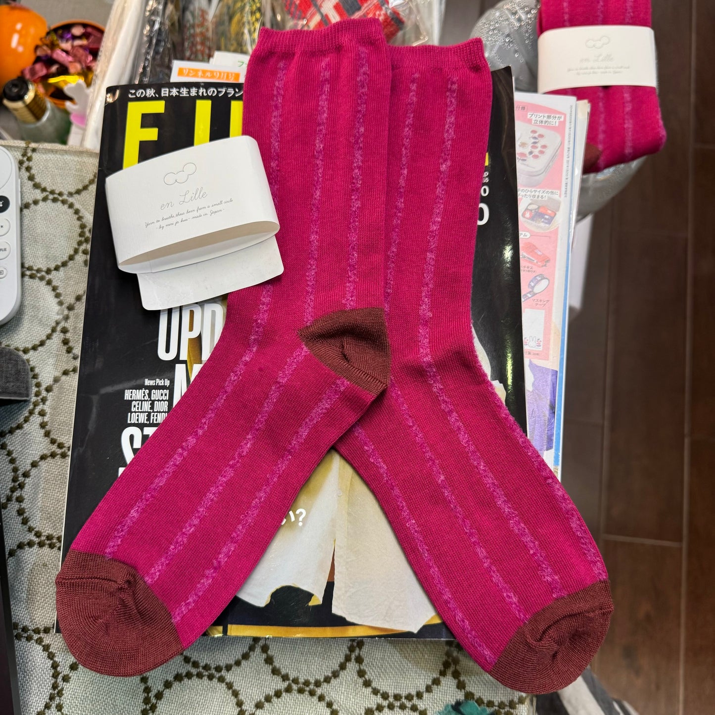 en Lille Striped Wool Socks, 2 Colors, made in Japan