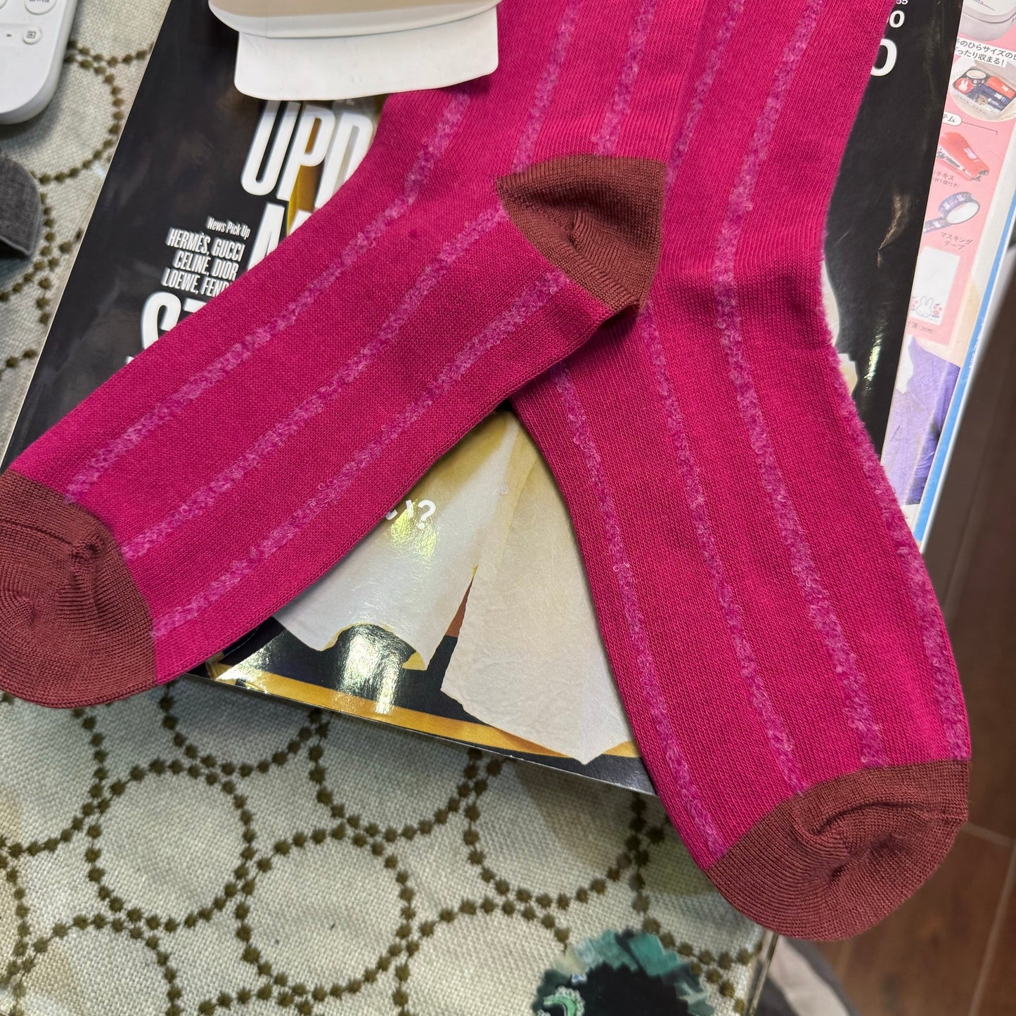 en Lille Striped Wool Socks, 2 Colors, made in Japan