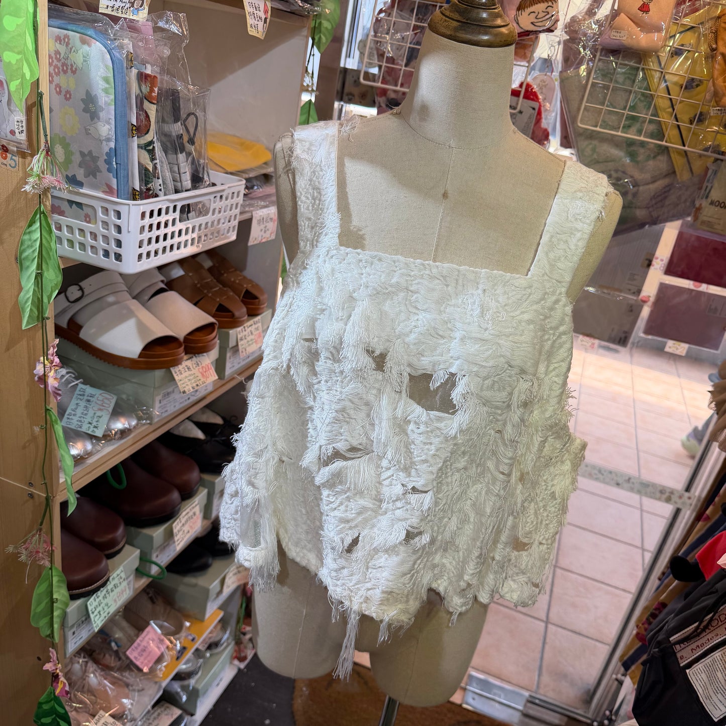 Rehersall Lace White Vest Top, made in Japan