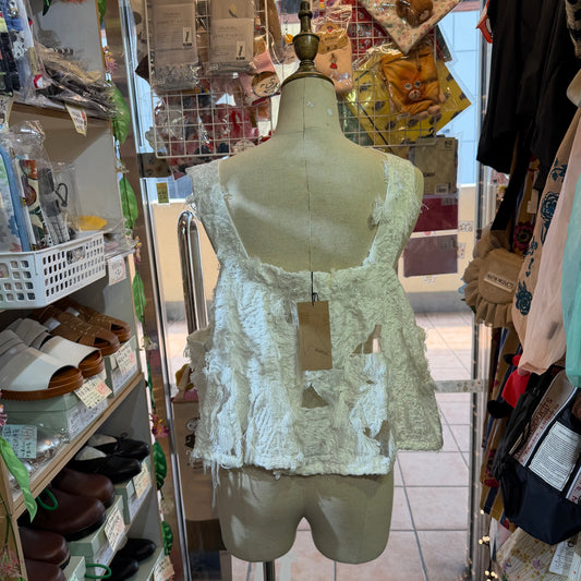 Rehersall Lace White Vest Top, made in Japan