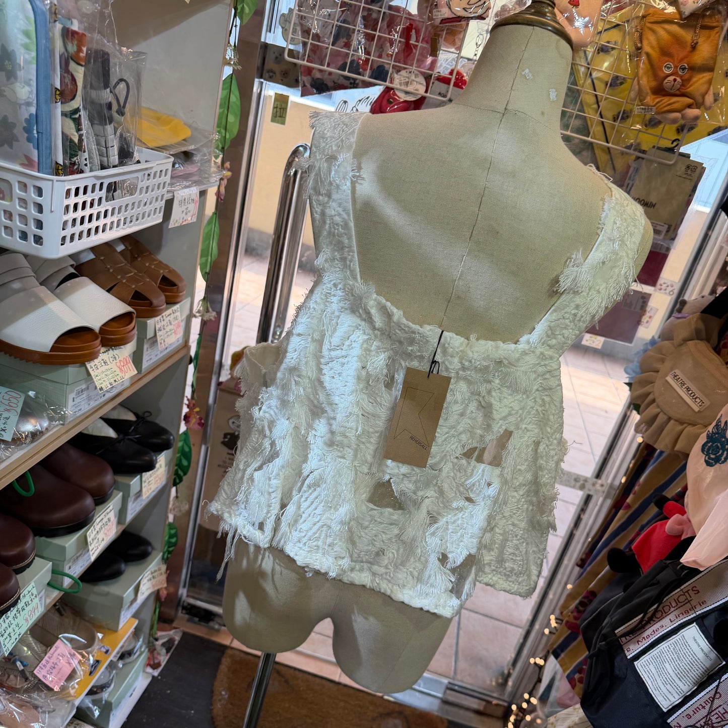 Rehersall Lace White Vest Top, made in Japan