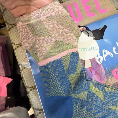 Nonnette Blue Square Gem Socks, made in Japan, #NS401Y-80