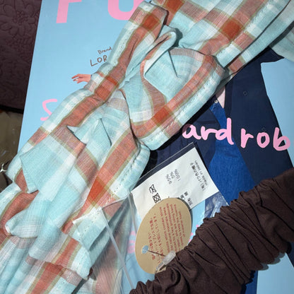 CA4LA Blue Checked Headband, made in Japan