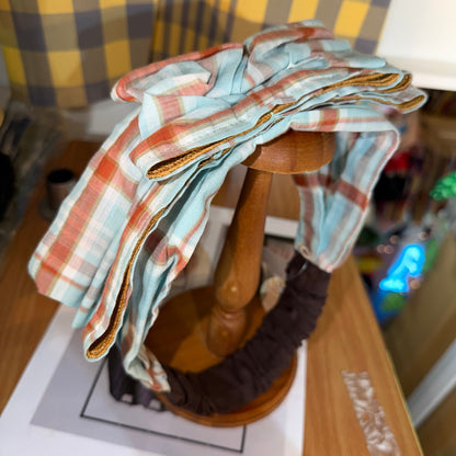 CA4LA Blue Checked Headband, made in Japan
