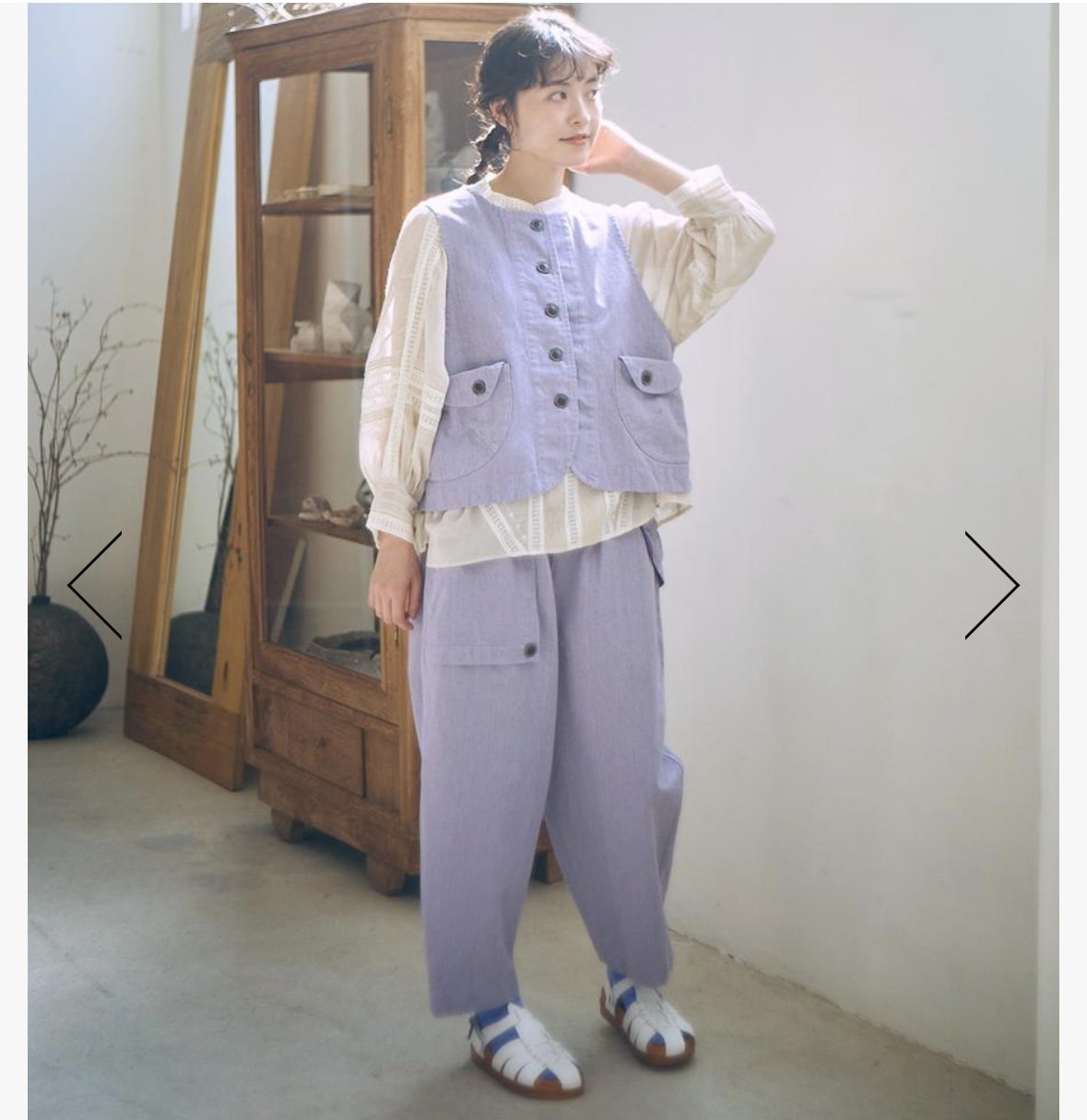 Tumugu Lavender Vest Top, made in Japan