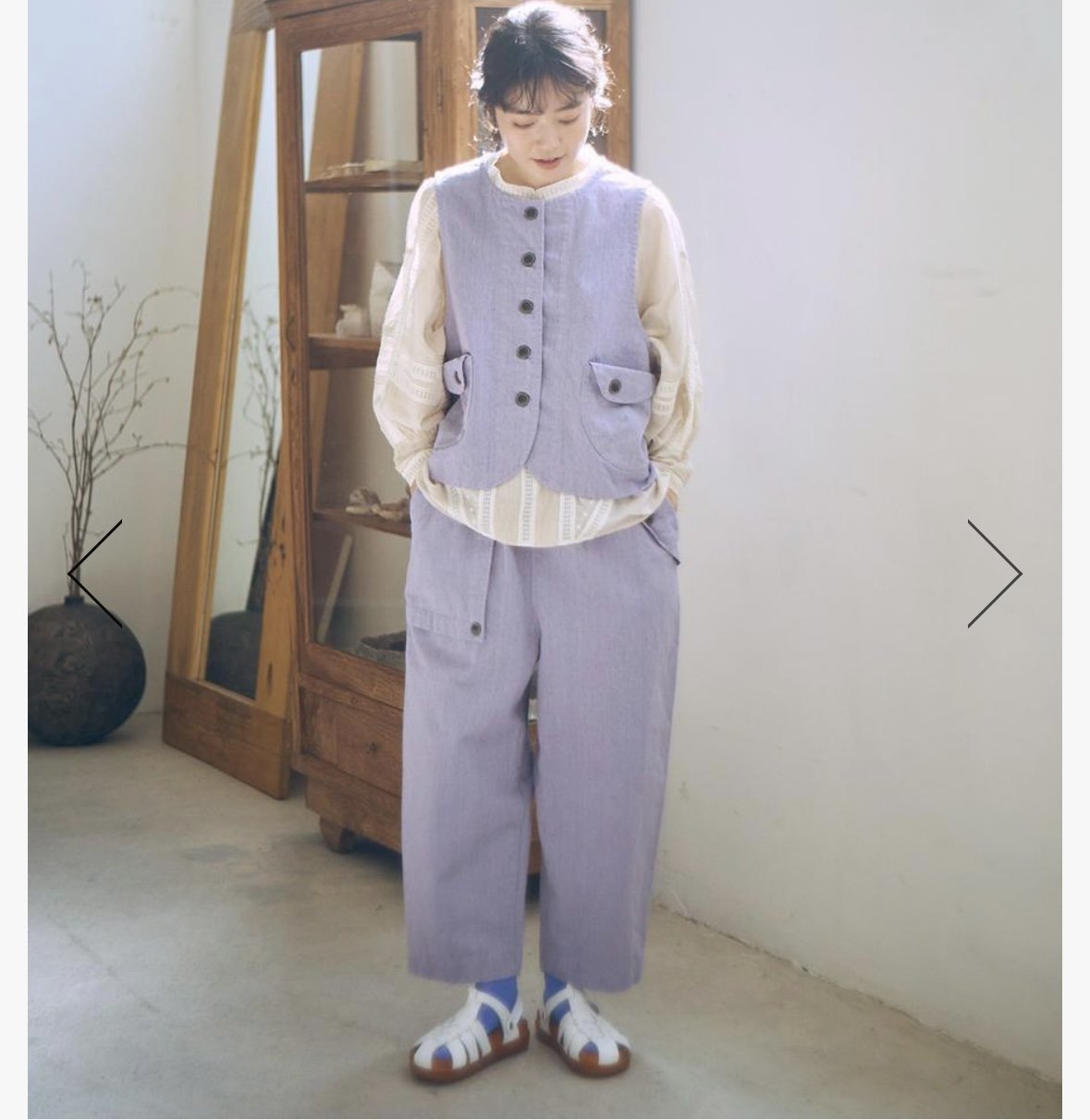 Tumugu Lavender Vest Top, made in Japan