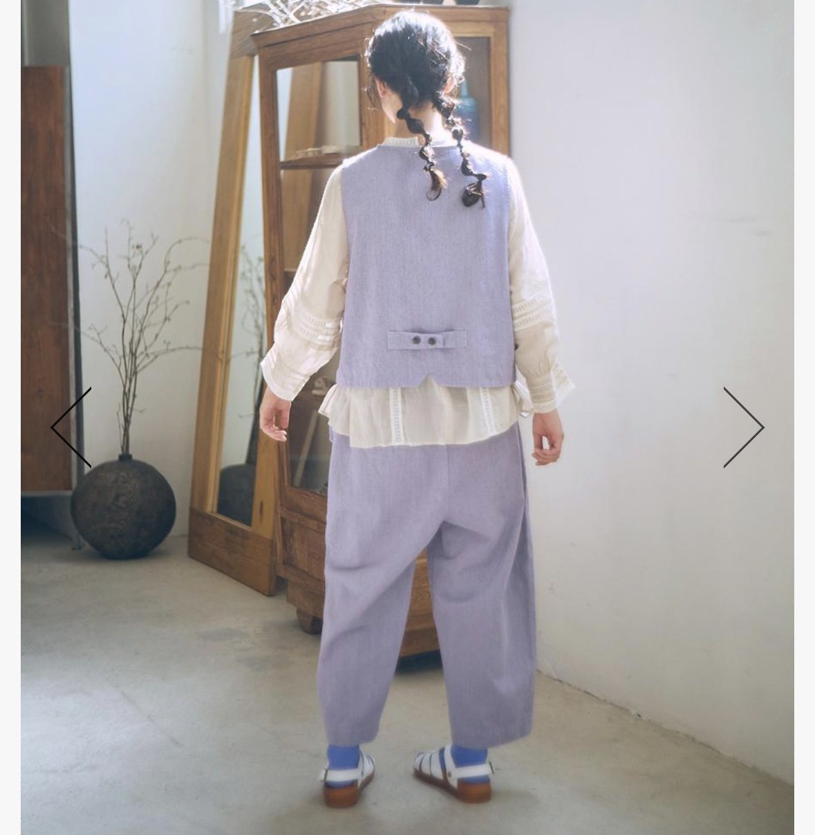 Tumugu Lavender Vest Top, made in Japan