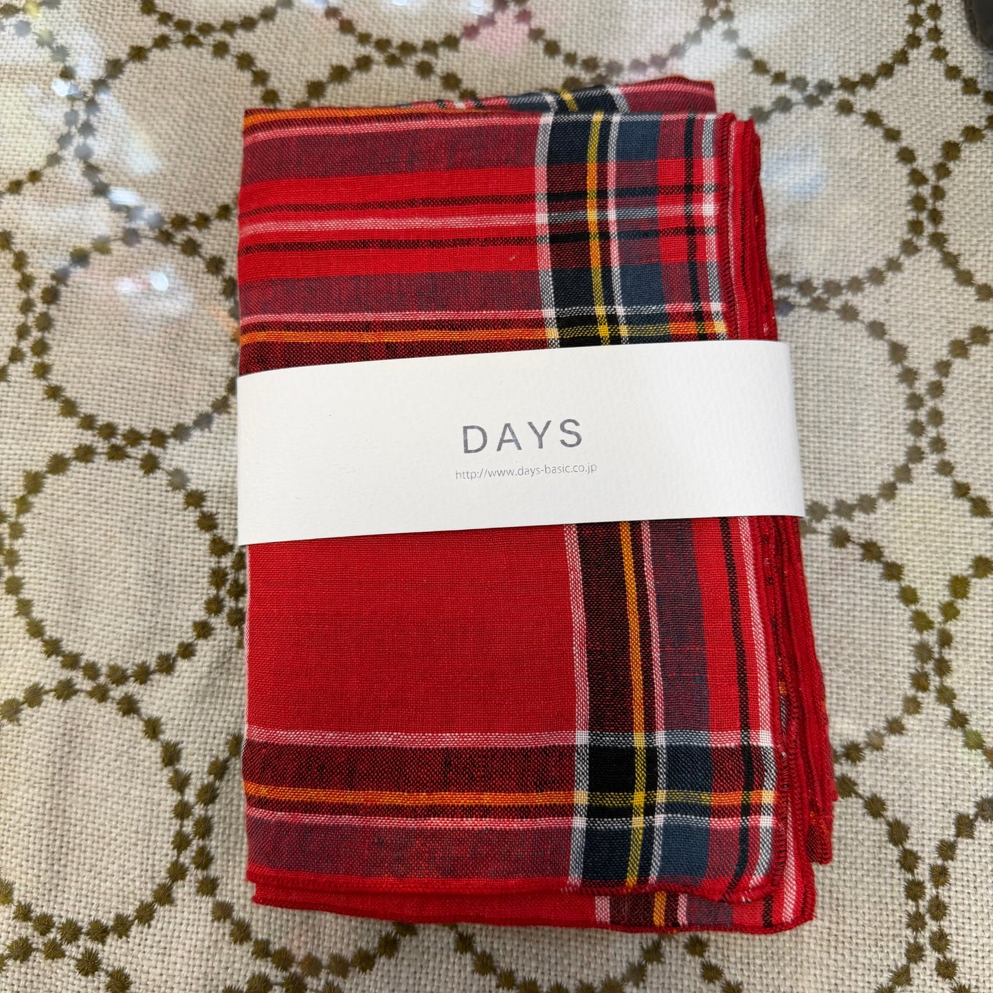 Days Red Linen Scarf, made in Japan